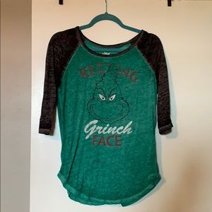 Resting grinch face baseball T.
